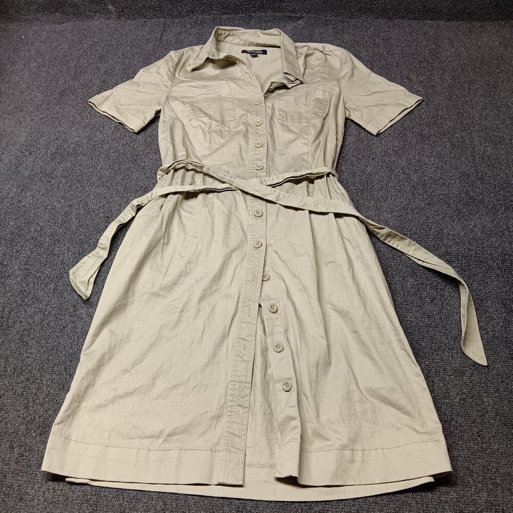 Chadwicks of Boston Blouson Dress 8 Belted Short Sleeve Button Up Double Pocket